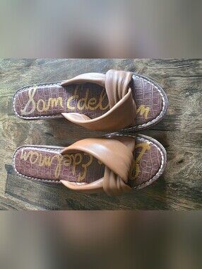 Sam Edelman Tan Leather Slide Sandals